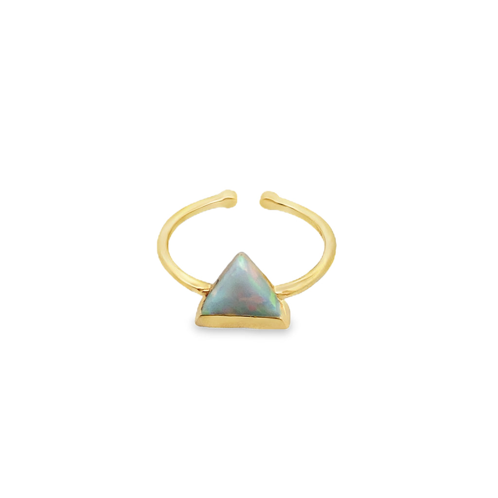 14K Yellow Gold Opal Triangle Style Toe Ring 0.8Dwt