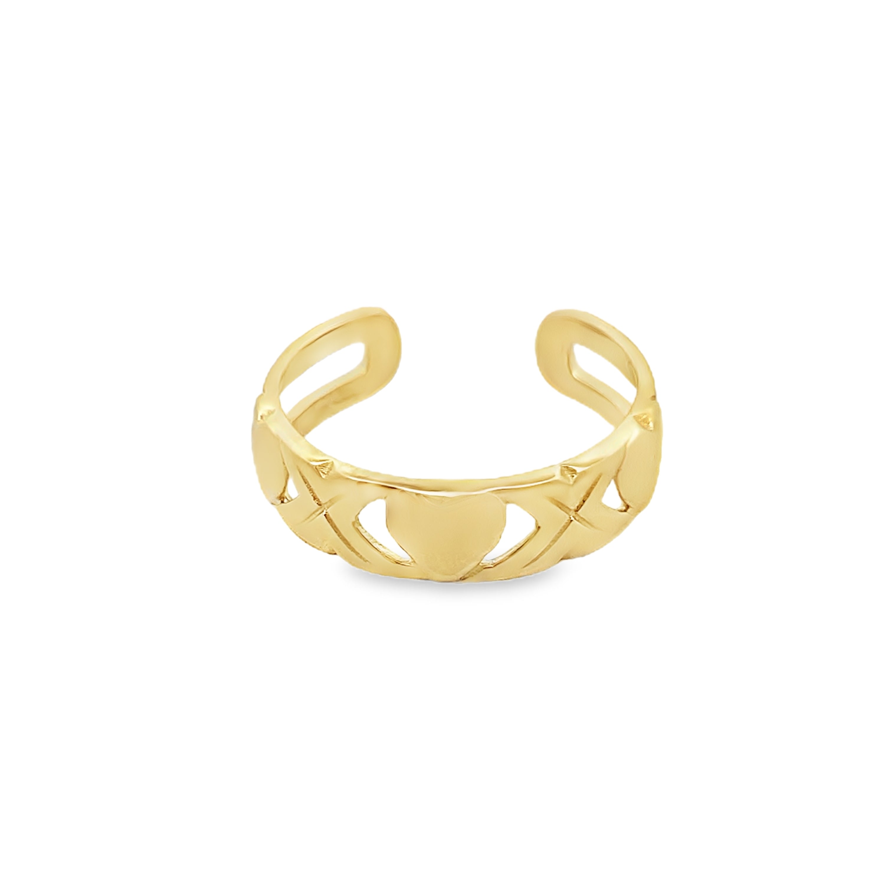 14K Yellow Xoxo Heart Toe Ring Size 0.8Dwt