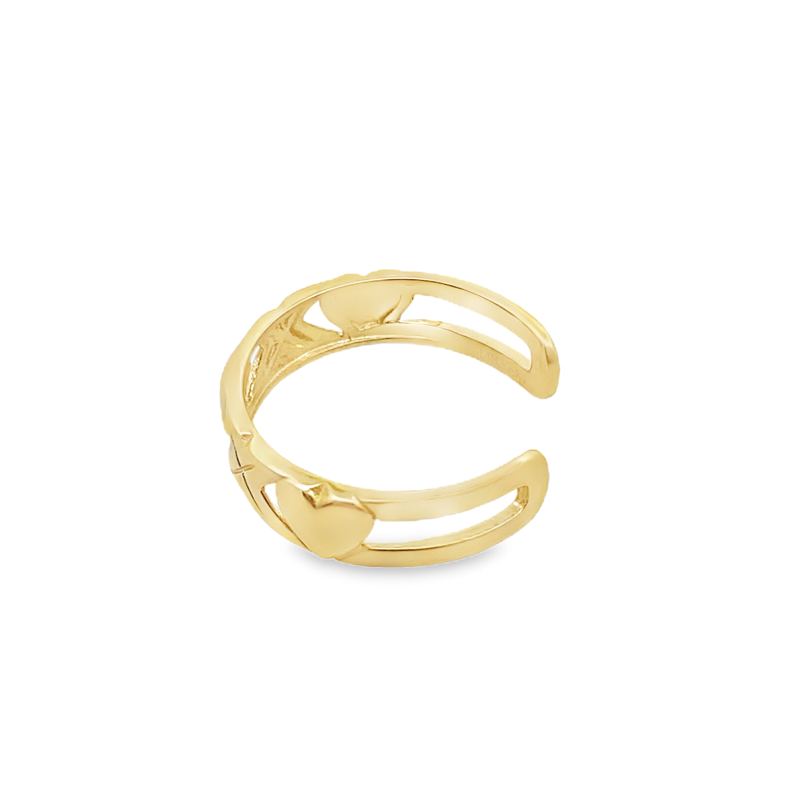 14K Yellow Xoxo Heart Toe Ring Size 0.8Dwt