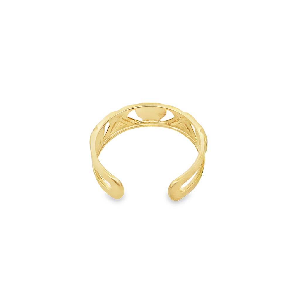 14K Yellow Xoxo Heart Toe Ring Size 0.8Dwt