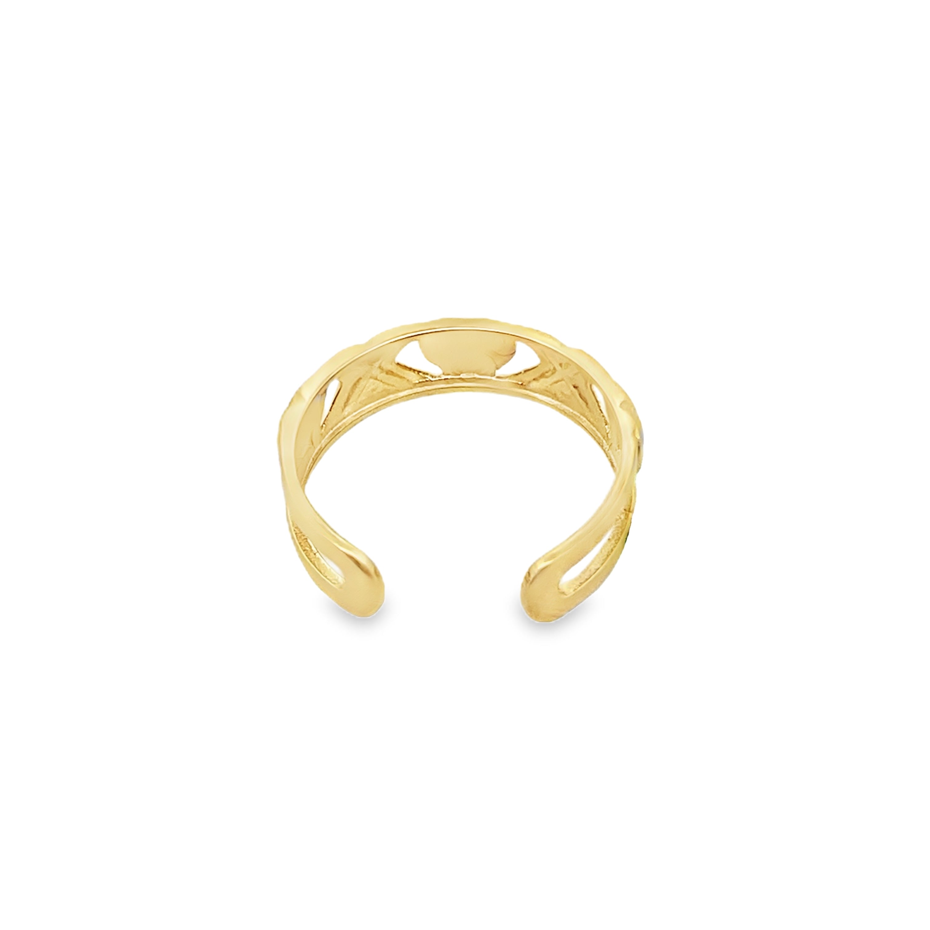 14K Yellow Xoxo Heart Toe Ring Size 0.8Dwt