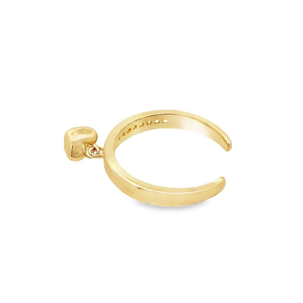 14K Yellow Gold Cz & Heart Toe Ring 0.9Dwt