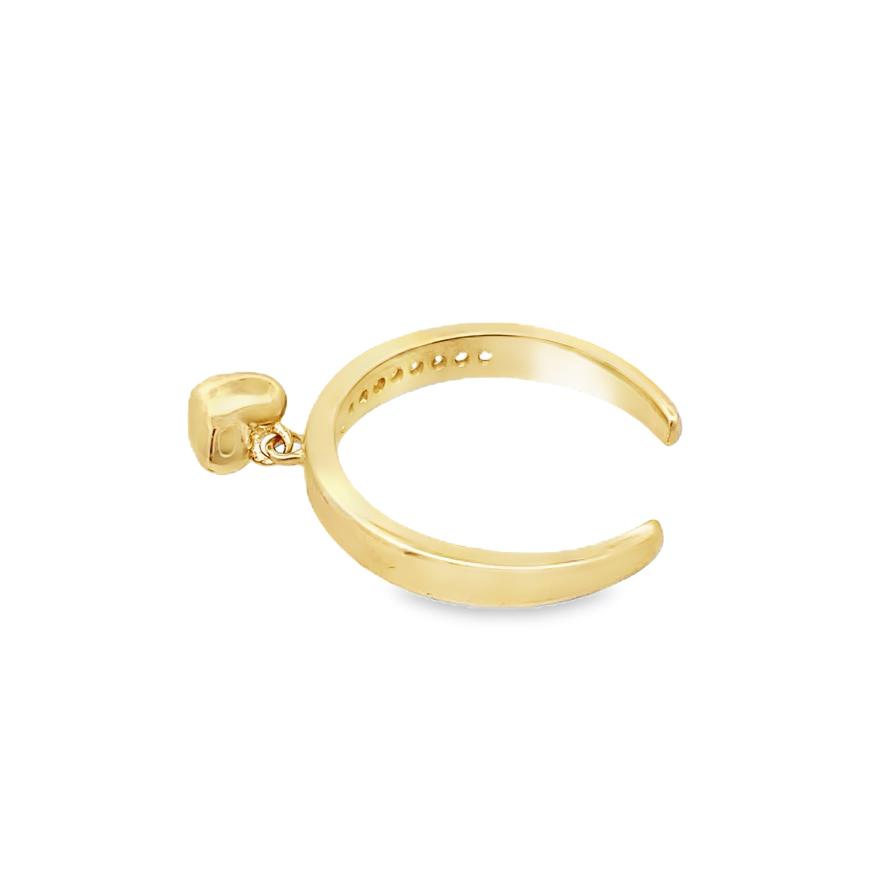 14K Yellow Gold Cz & Heart Toe Ring 0.9Dwt