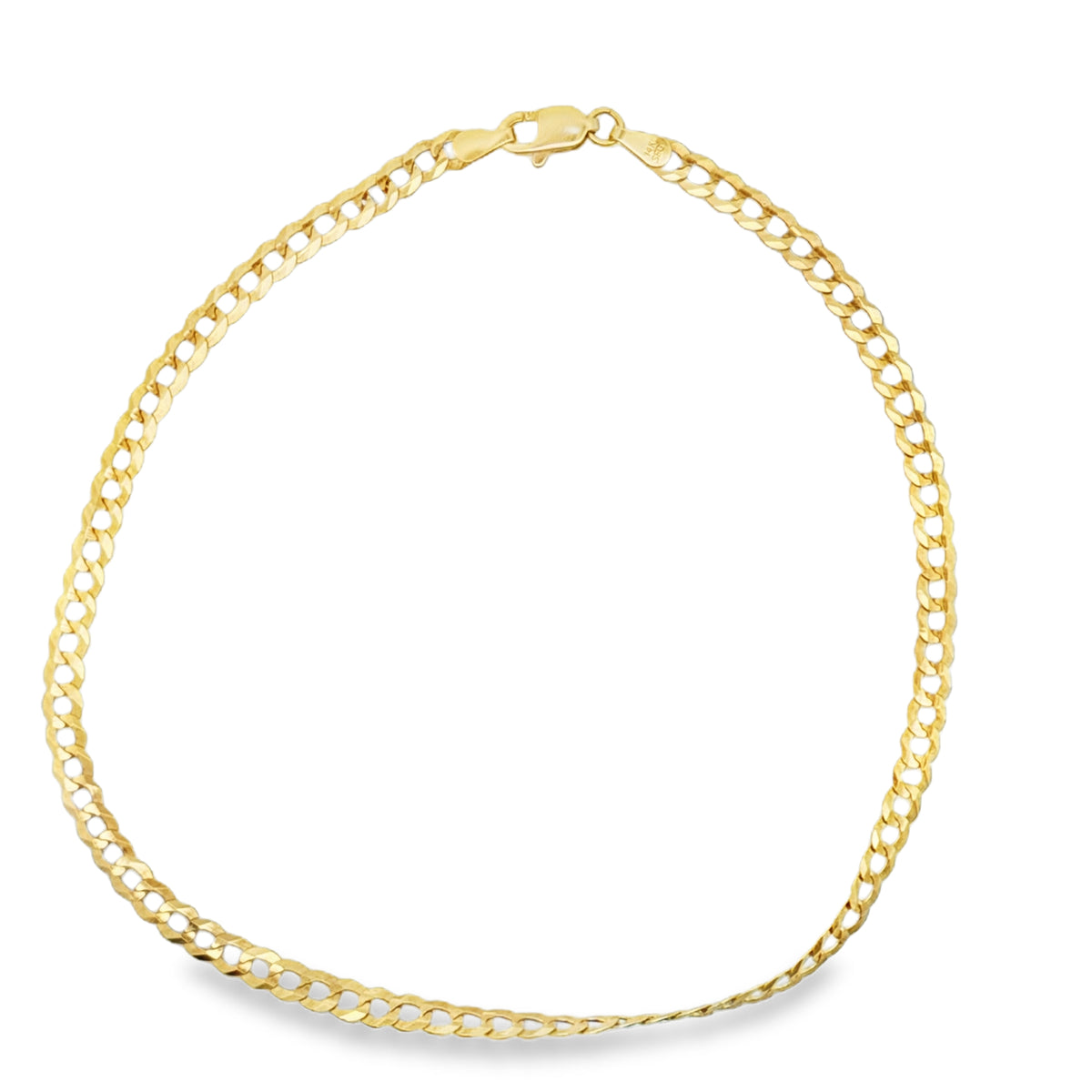 14K Yellow Gold Italian Curb Link Anklet 3.5Mm 10In 2.6 Dwt