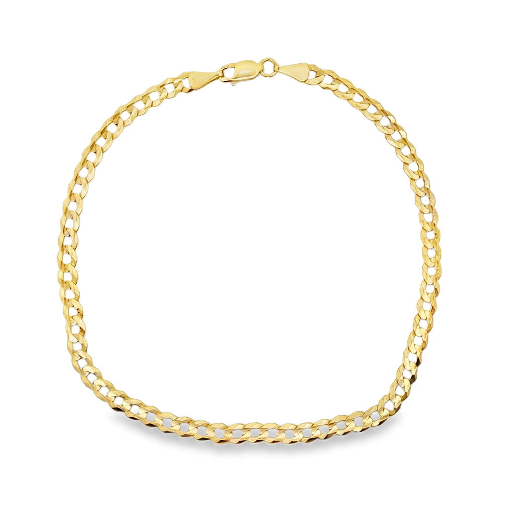 10K Yellow Gold Lobster Clasp Curb Link Anklet 4Mm 10In 3.5Dwt