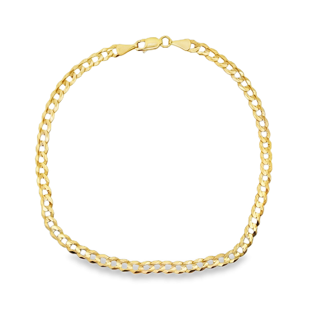 10K Yellow Gold Lobster Clasp Curb Link Anklet 4Mm 10In 3.5Dwt