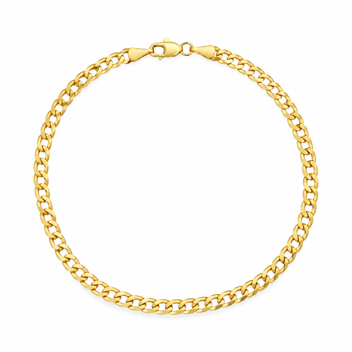 10K Yellow Gold Curb Link Anklet – 4mm, 10 Inches