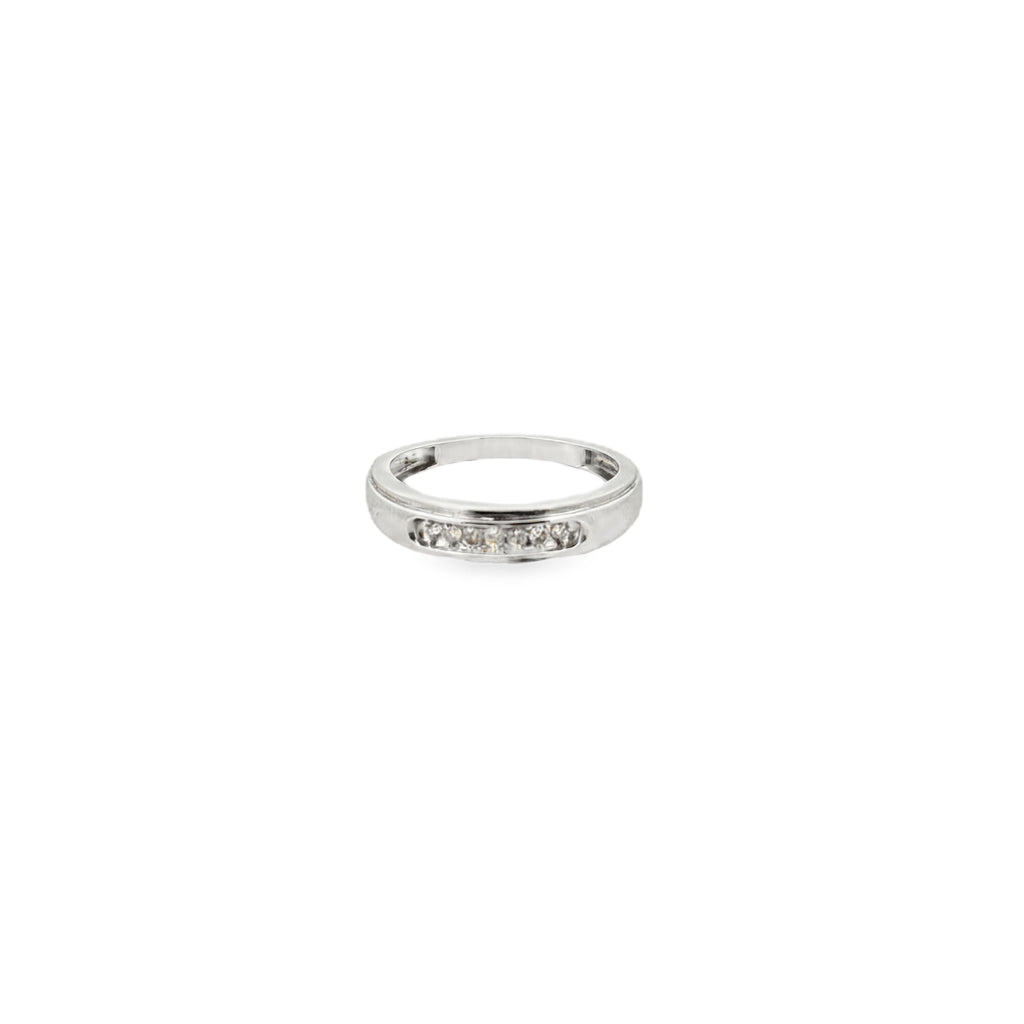 10K White Gold Men's Round Diamond Wedding Band – 0.15 CTW, Size 10