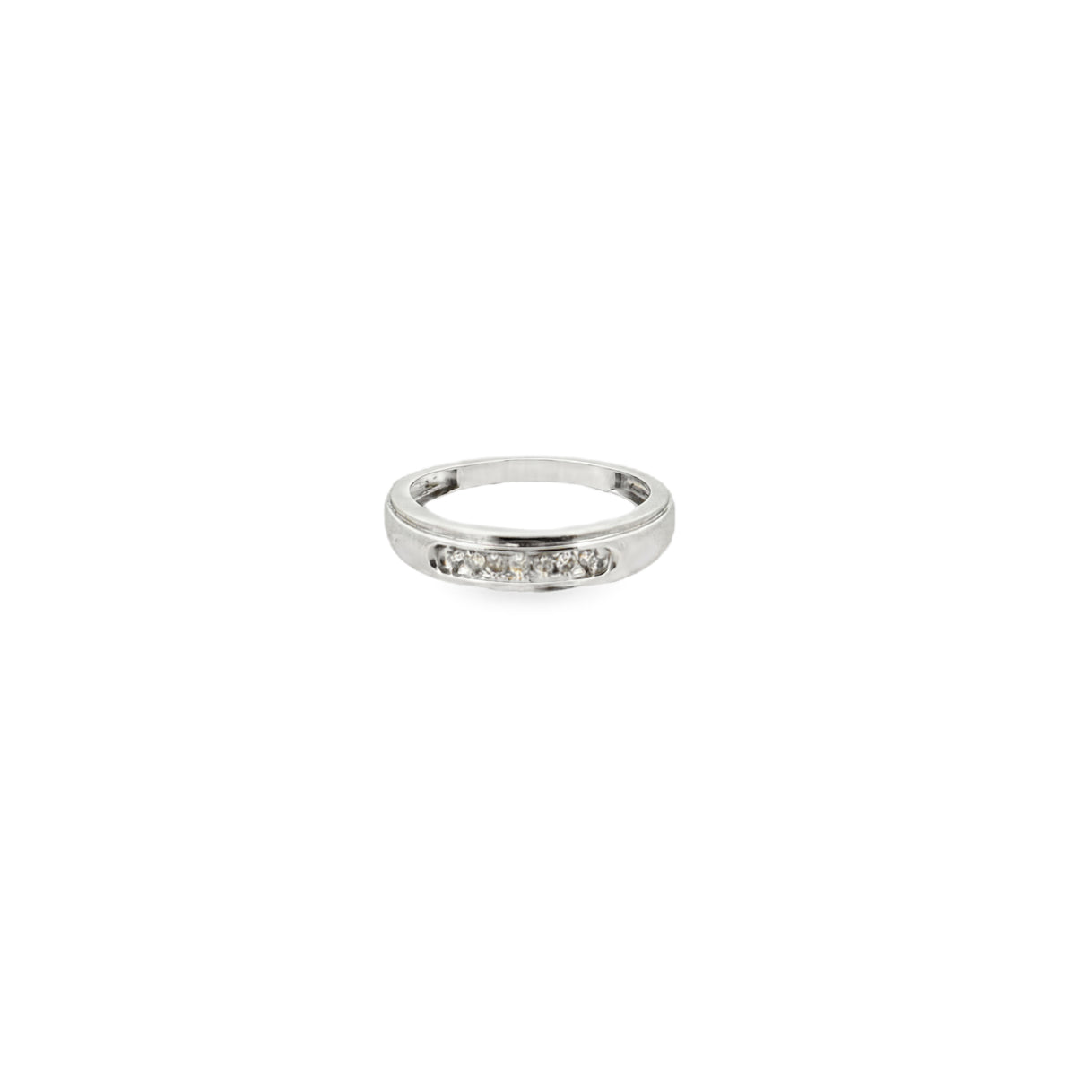 10K White Gold Men's Round Diamond Wedding Band – 0.15 CTW, Size 10