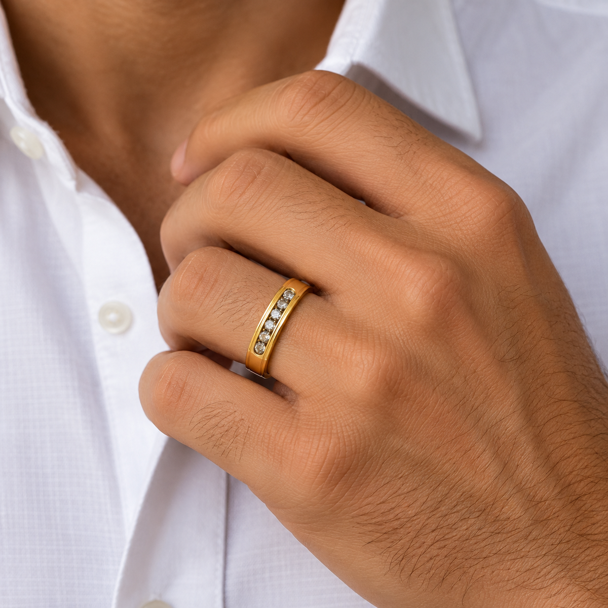 10K Yellow Gold Men's Diamond Wedding Band – 0.25 CT