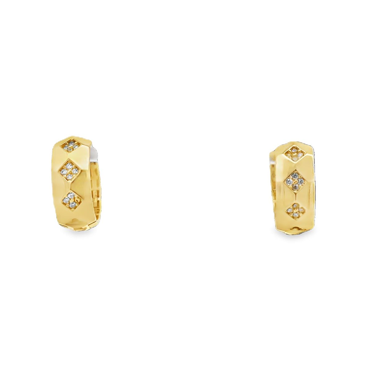 10K Yellow Gold Geometric Small Hoop Earrings with CZ