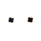 14K Yellow Gold Onyx Flower Stud Earrings
