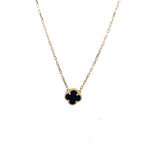14K Yellow Gold Onyx Flower Necklace 19In