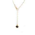 14K Yellow Gold Onyx Flower Necklace 19In