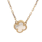 14K Yellow Gold Mother Of Pearl Flower Necklace 20In