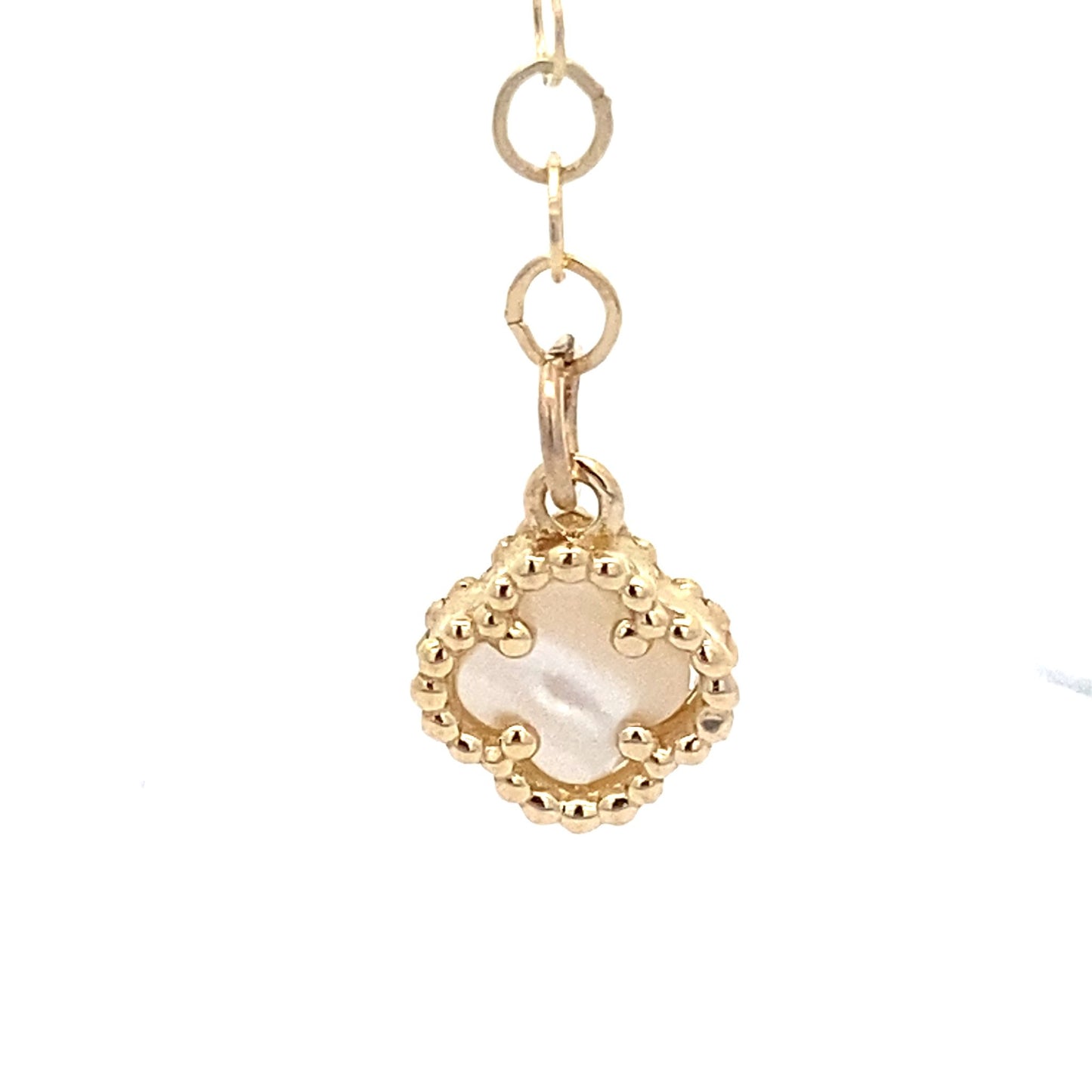 14K Yellow Gold Mother Of Pearl Flower Necklace 20In
