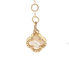 14K Yellow Gold Mother Of Pearl Flower Necklace 20In