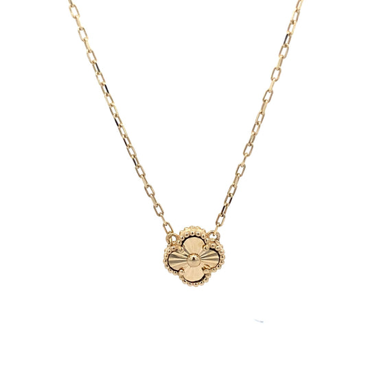 14K Yellow Gold Flower Necklace 17In