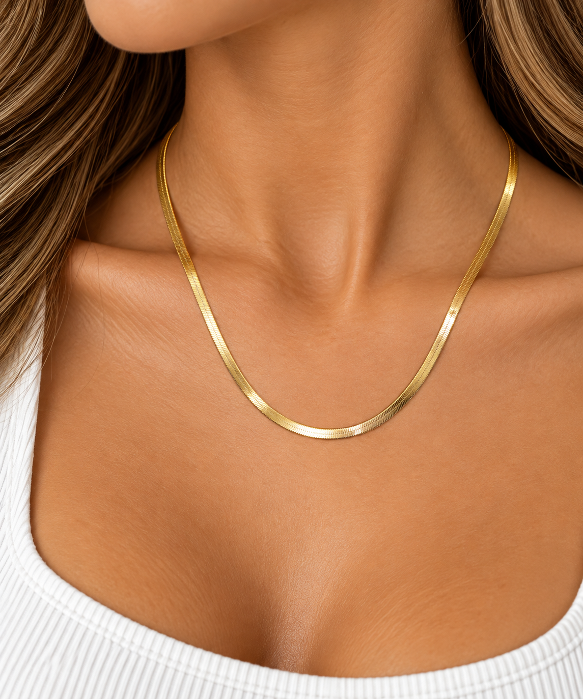 10K Yellow Gold Flat Snake Link Necklace – 18 Inches