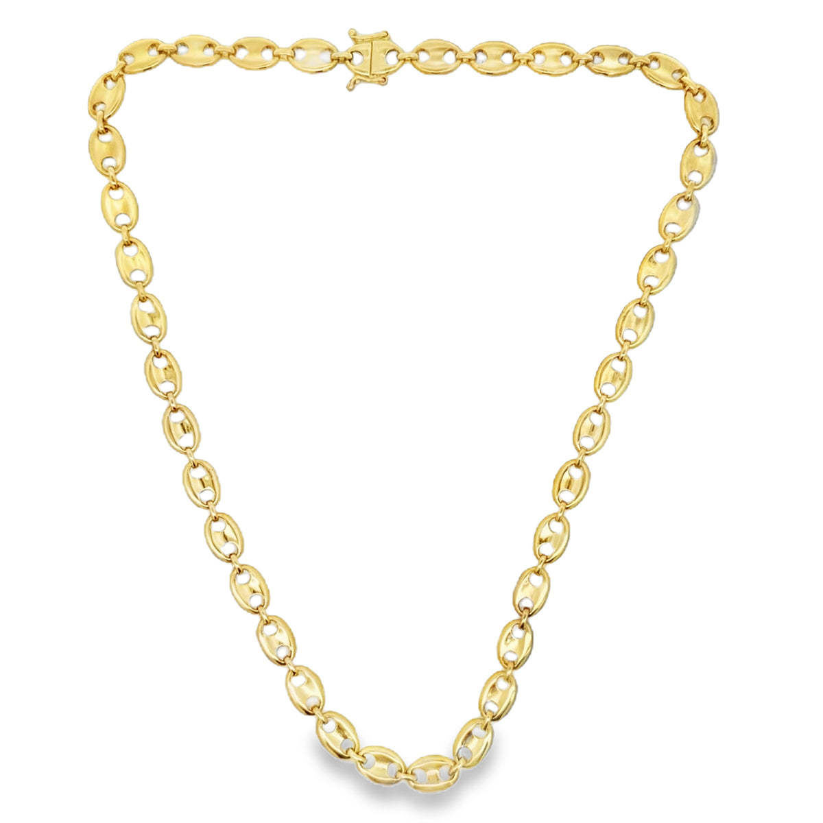 10K Yellow Gold Puffed Mariner Link Necklace – 6.5mm, 16 Inches