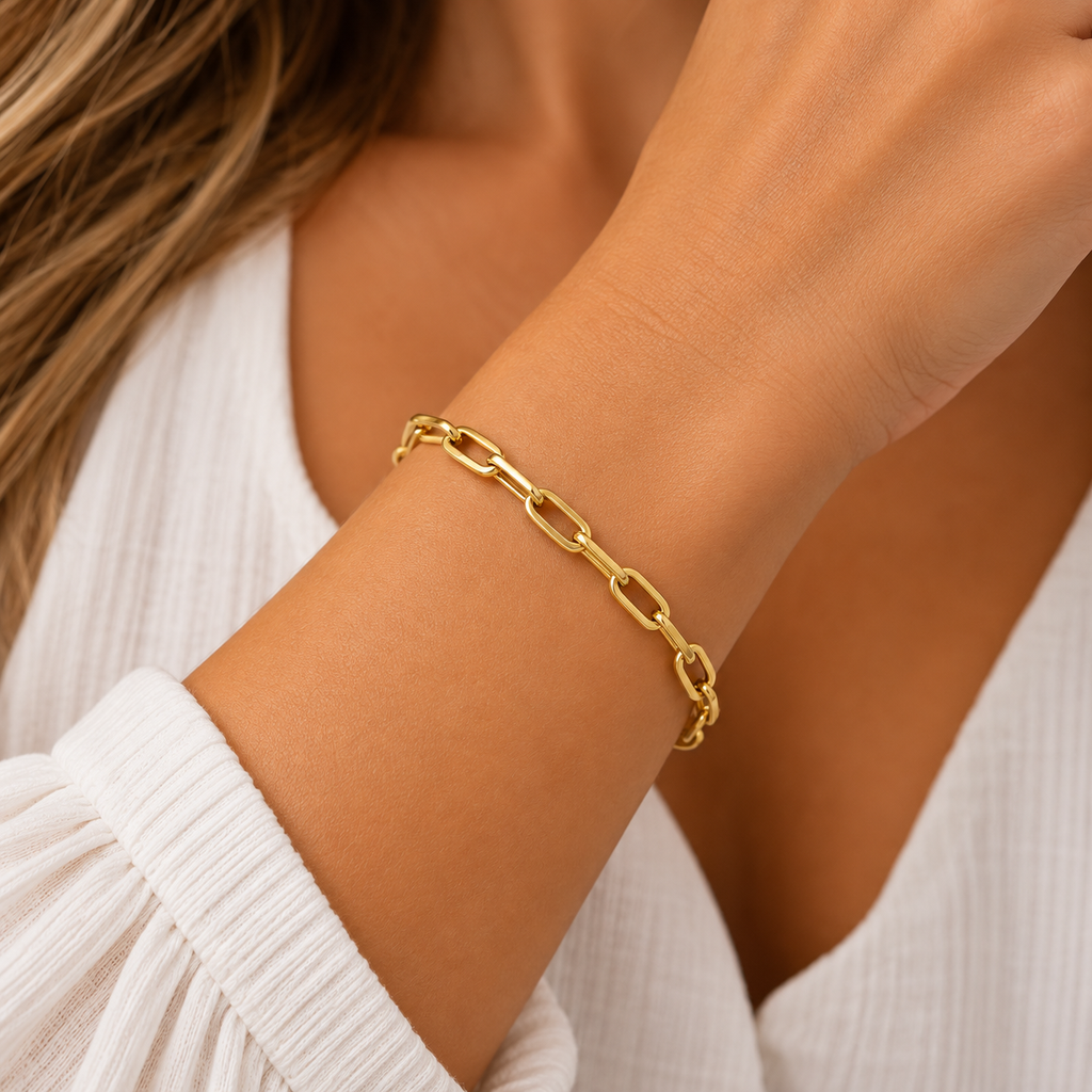 10K Yellow Gold Freeform Link Bracelet – 6mm
