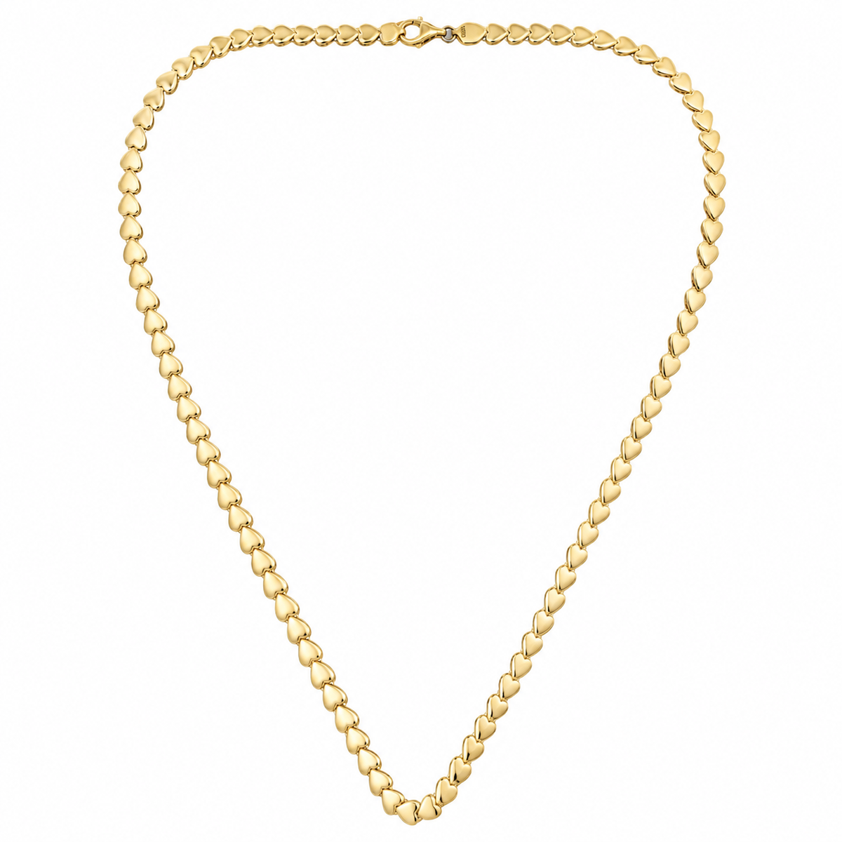 10K Yellow Gold Heart Link Necklace – 17 Inches