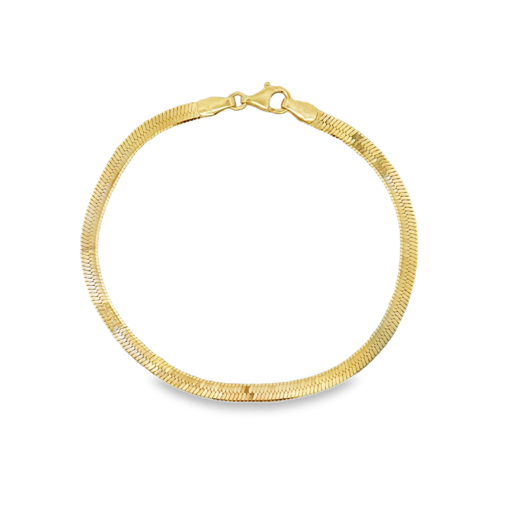 10K Yellow Gold Flat Snake Chain Bracelet – 7 Inches