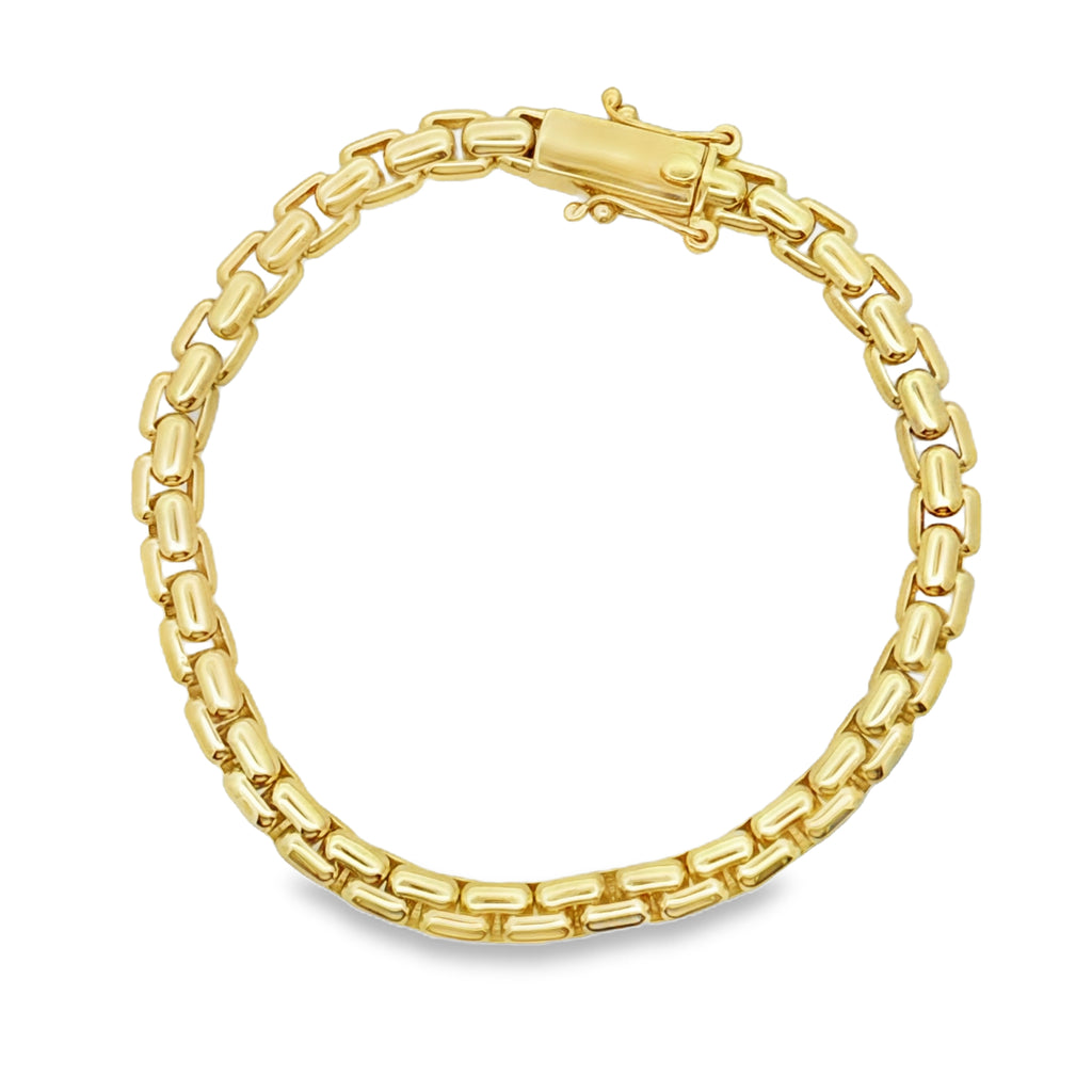 10K Yellow Gold Round Box Link Bracelet – 8 Inches