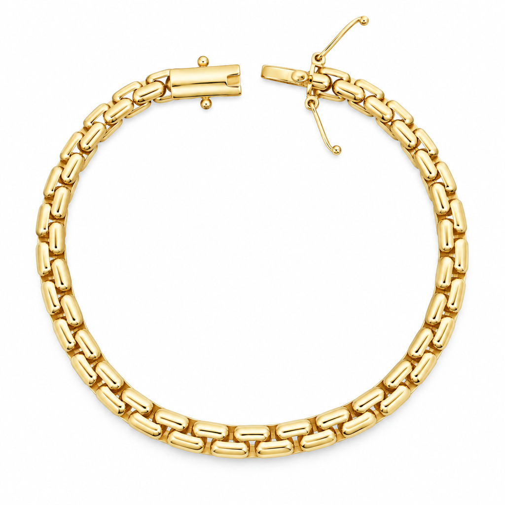 10K Yellow Gold Round Box Link Bracelet – 8 Inches