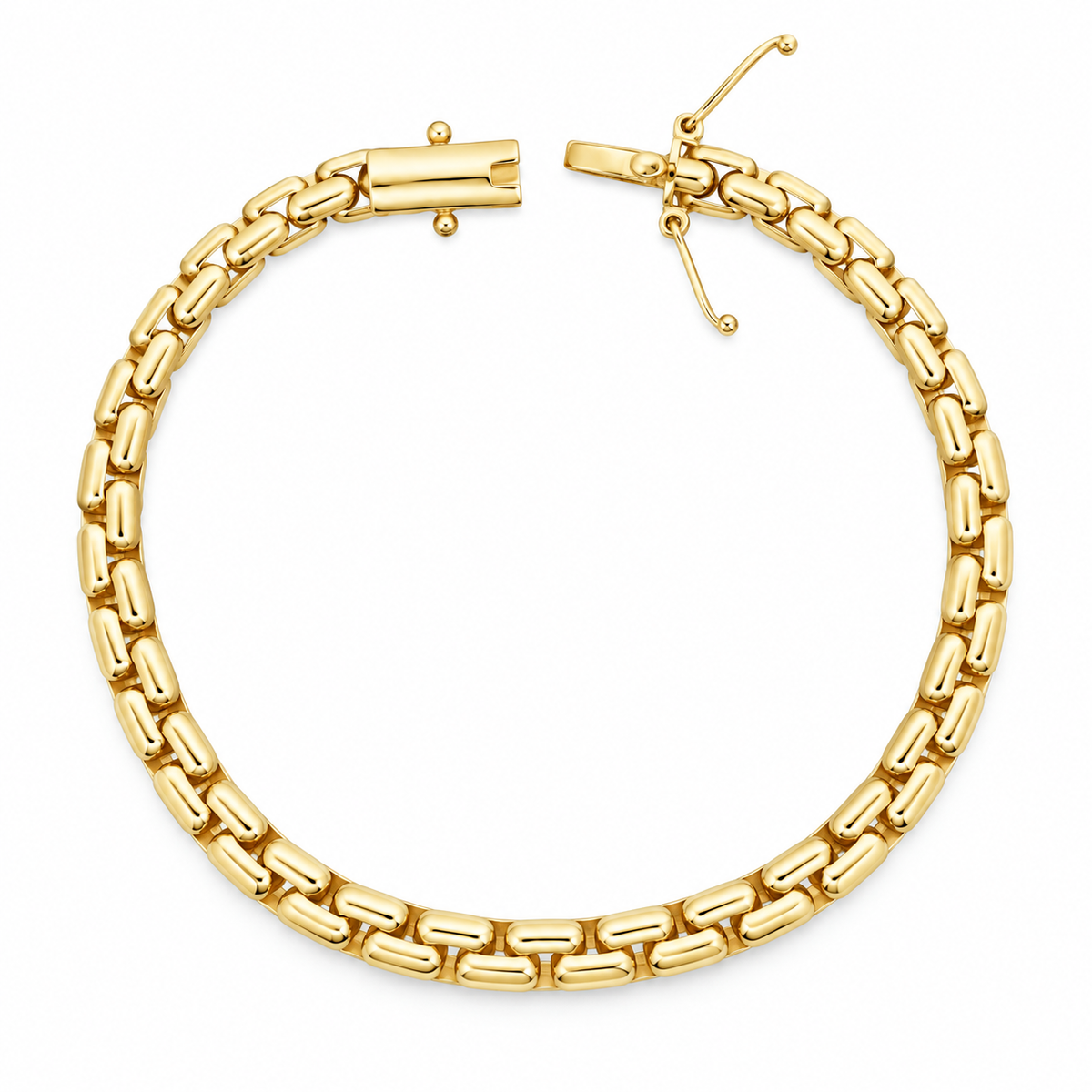 10K Yellow Gold Round Box Link Bracelet – 8 Inches