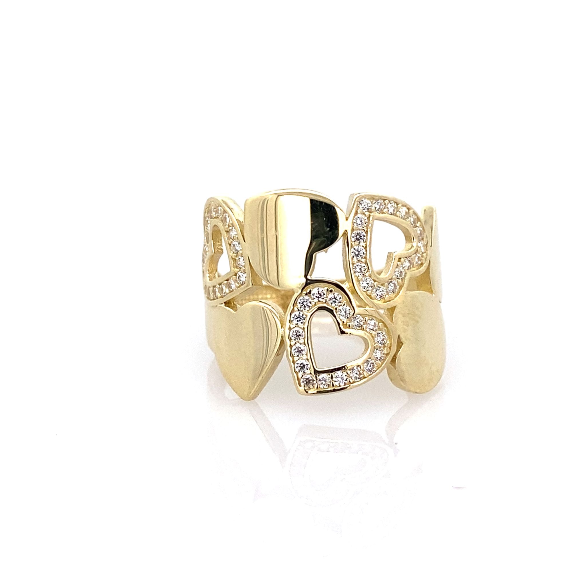 10K Yellow Gold Ladies Cz Fashion Ring Size 7
