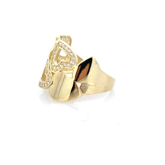 10K Yellow Gold Ladies Cz Fashion Ring Size 7