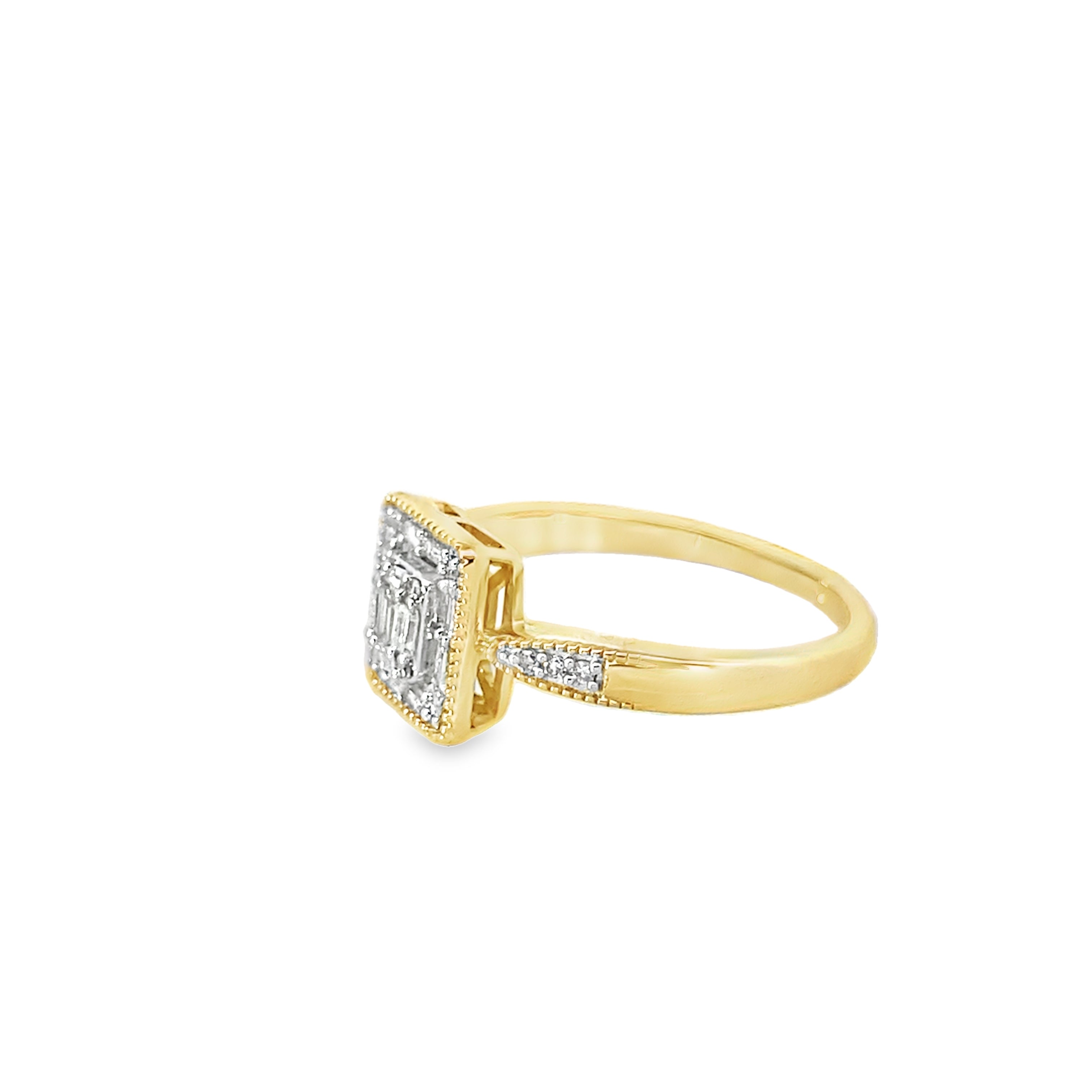 0.25Ctw 14K Yellow Gold Diamond Fashion Ring Size 7 1.9Dwt