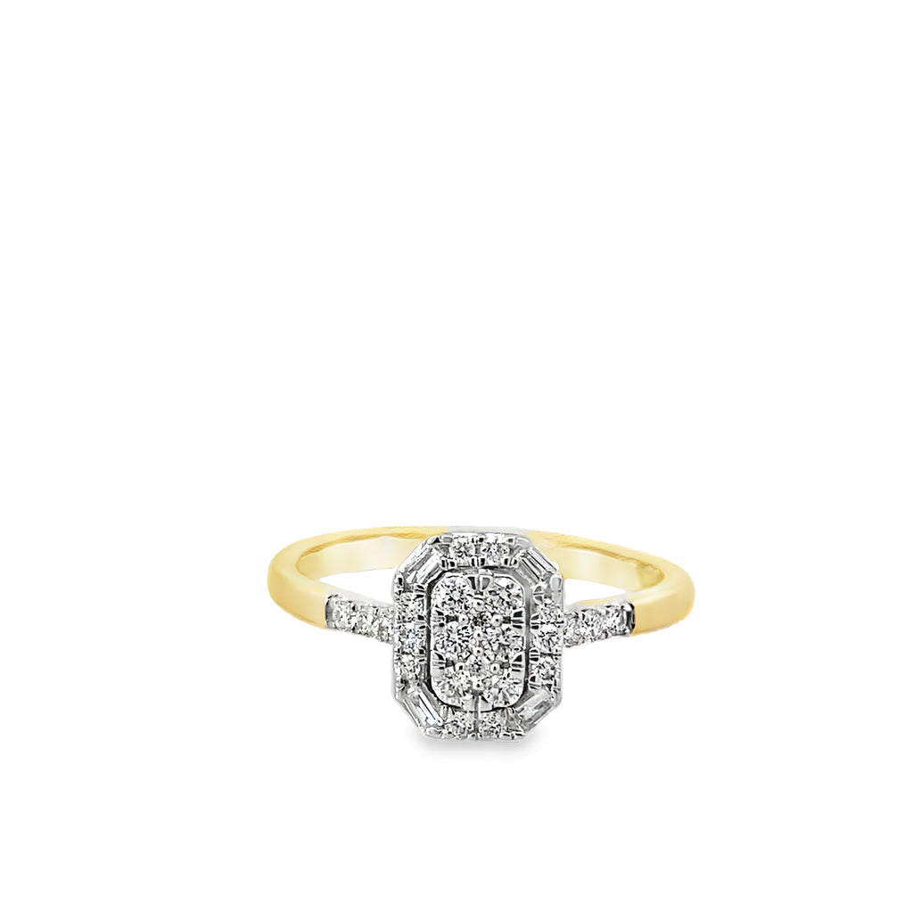 0.33Ctw 14K Yellow Gold Diamond Engagement Ring Size 7 1.4Dwt