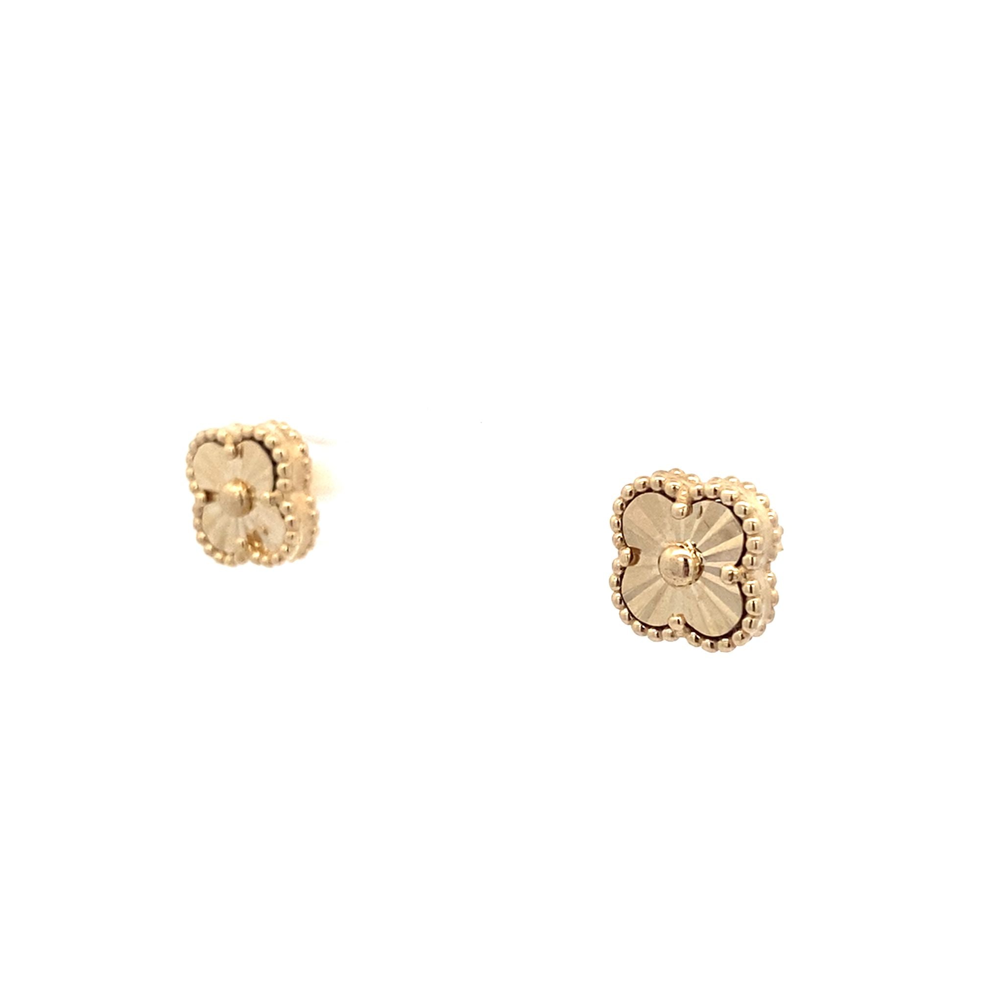 14K Yellow Gold Flower Stud Earrings