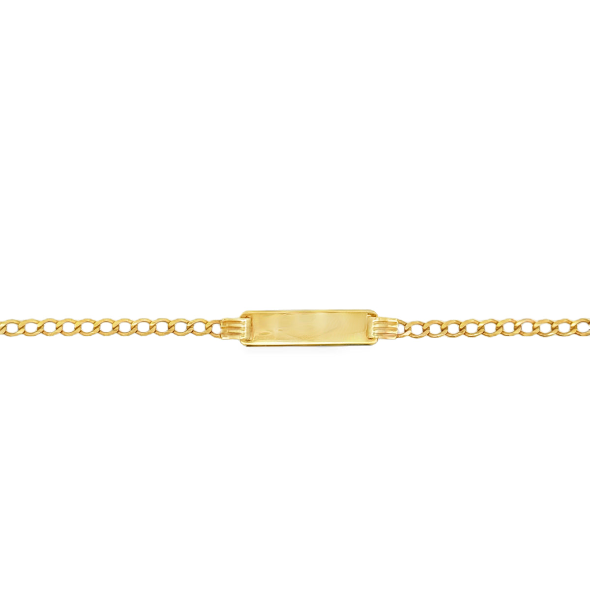 14K Yellow Gold Baby Italian Curb Link Id Bracelet 5.5Mm 5.5In 1.6Dwt