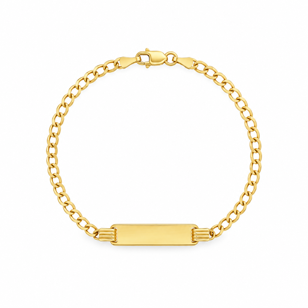 14K Yellow Gold Baby Italian Curb Link Id Bracelet 5.5Mm 5.5In 1.6Dwt