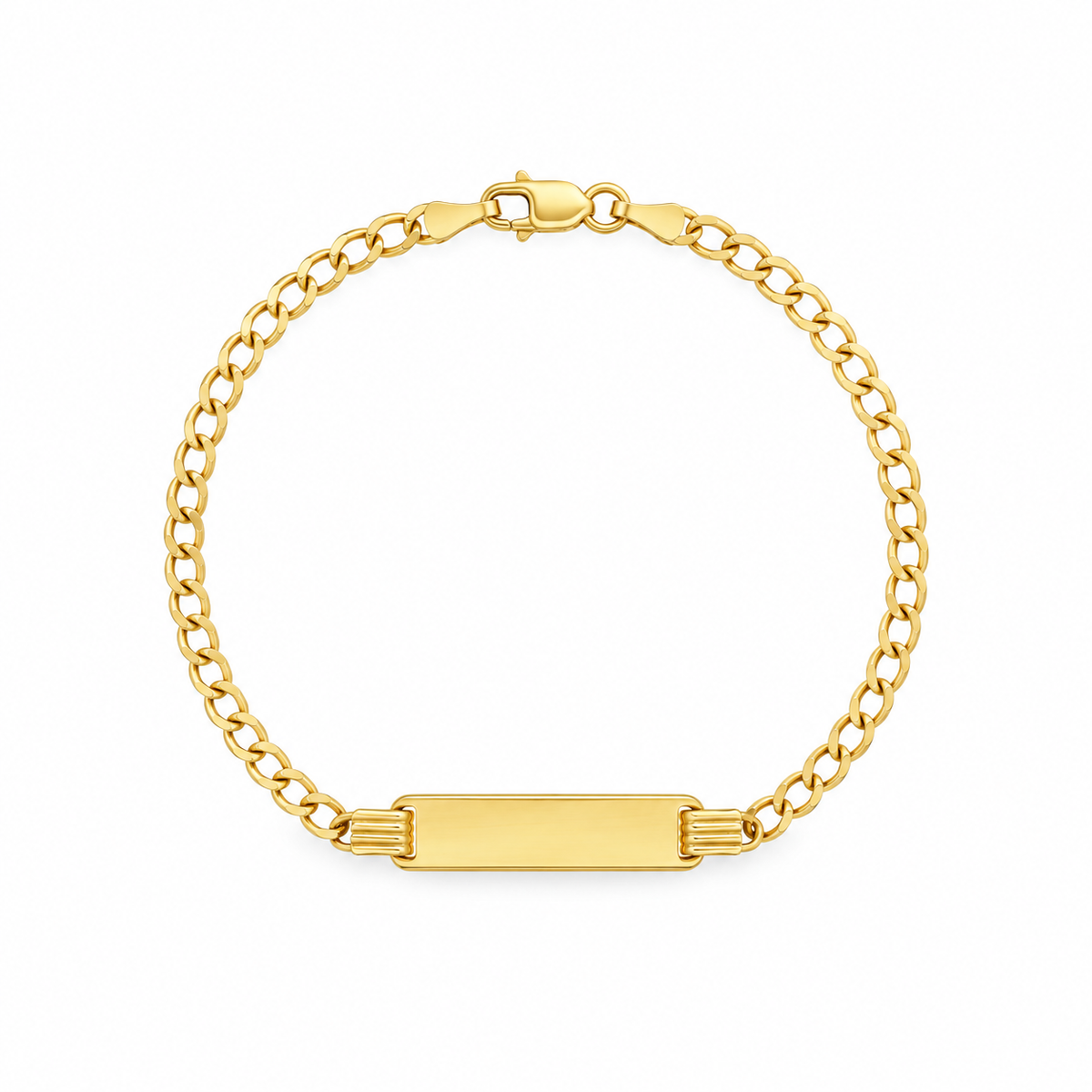 14K Yellow Gold Baby Italian Curb Link Id Bracelet 5.5Mm 5.5In 1.6Dwt