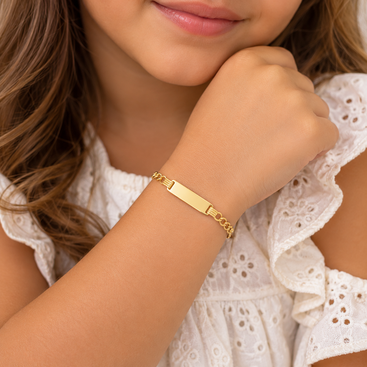 14K Yellow Gold Baby Italian Curb Link Id Bracelet 5.5Mm 5.5In 1.6Dwt