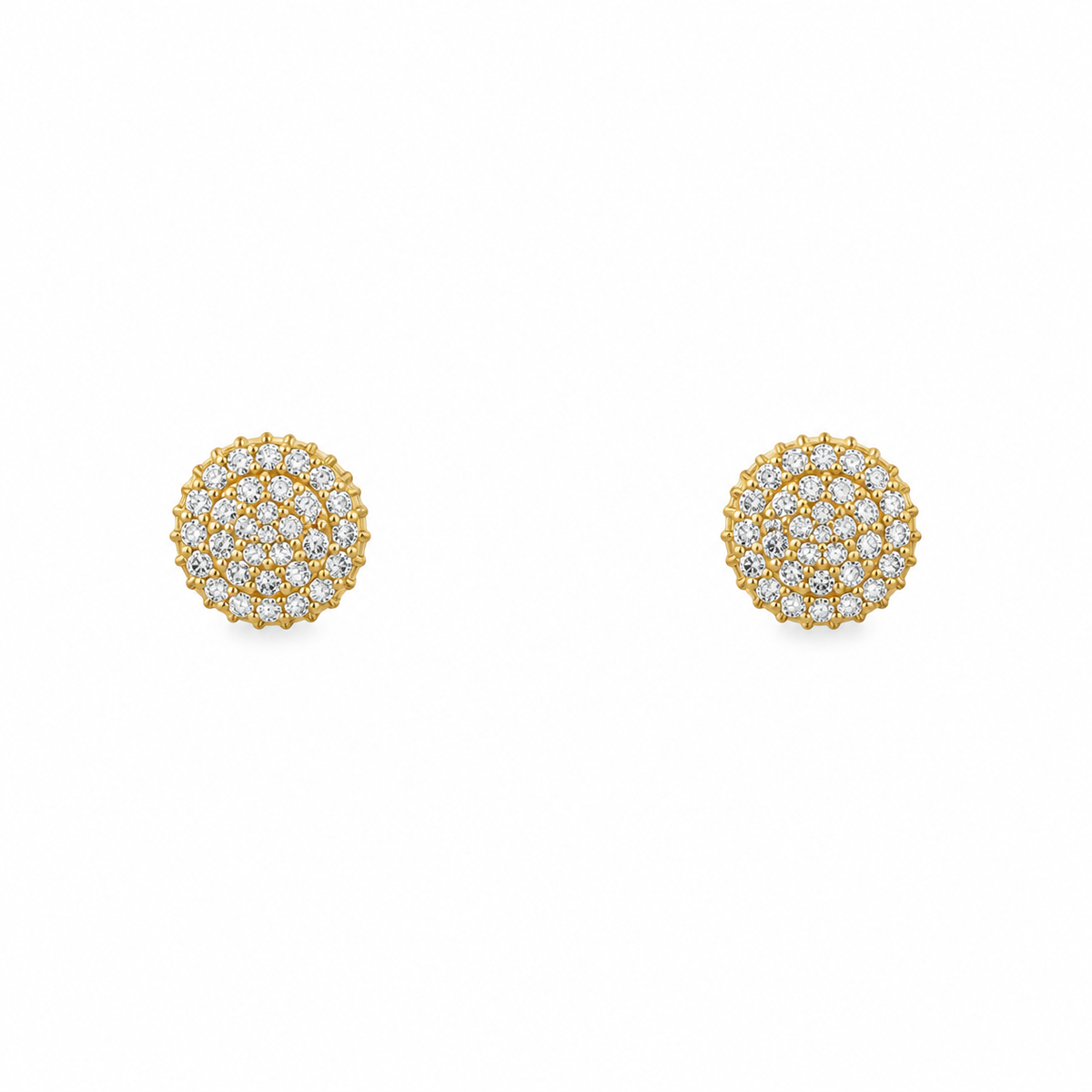 10K Yellow Gold Medium Round Cubic Zirconia Stud Earrings