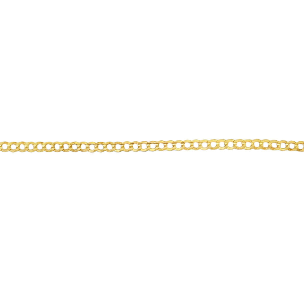 14K Yellow Gold Italian Curb Link Anklet – 3mm, 10"