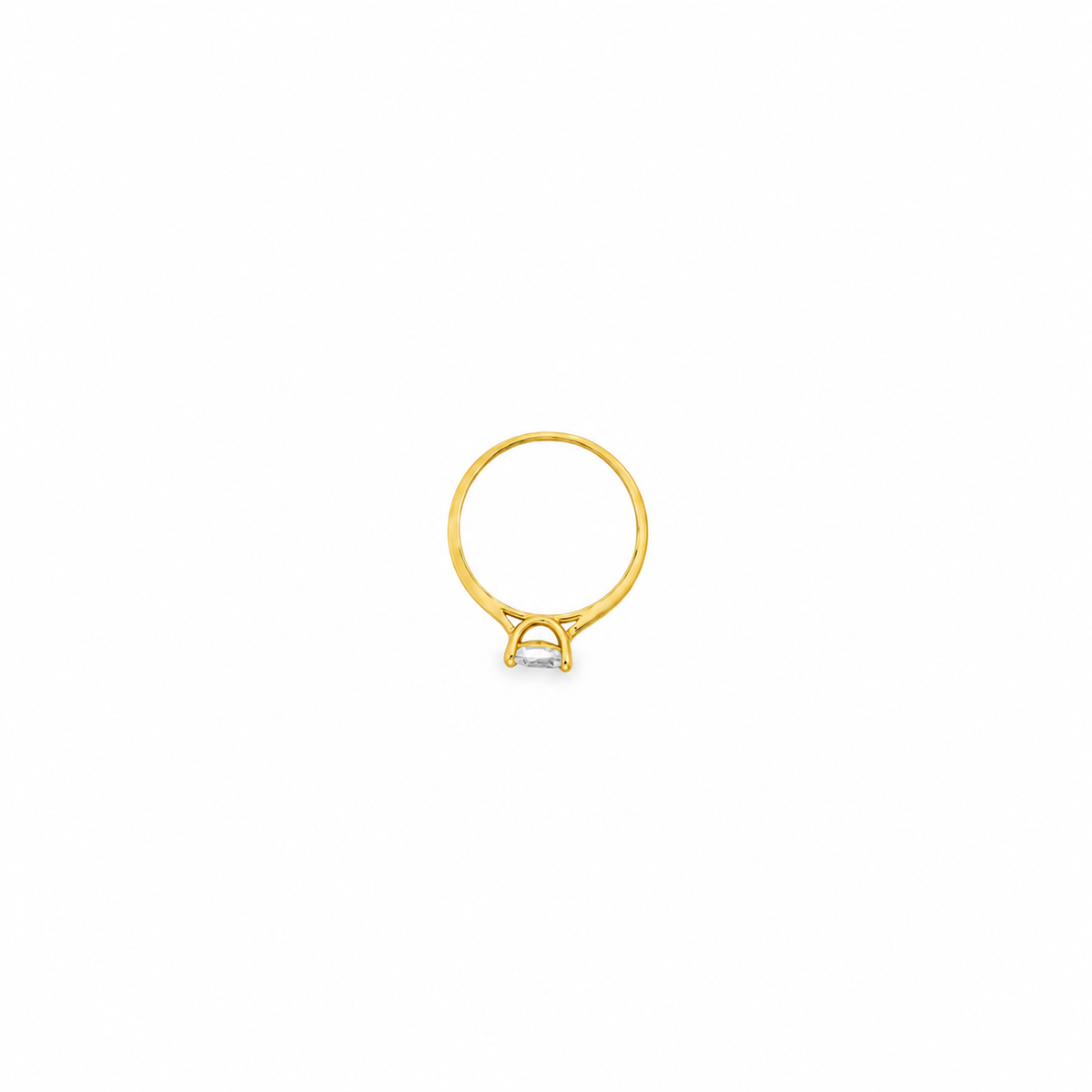 10K Yellow Gold Cubic Zirconia Solitaire Women's Ring – Size 7