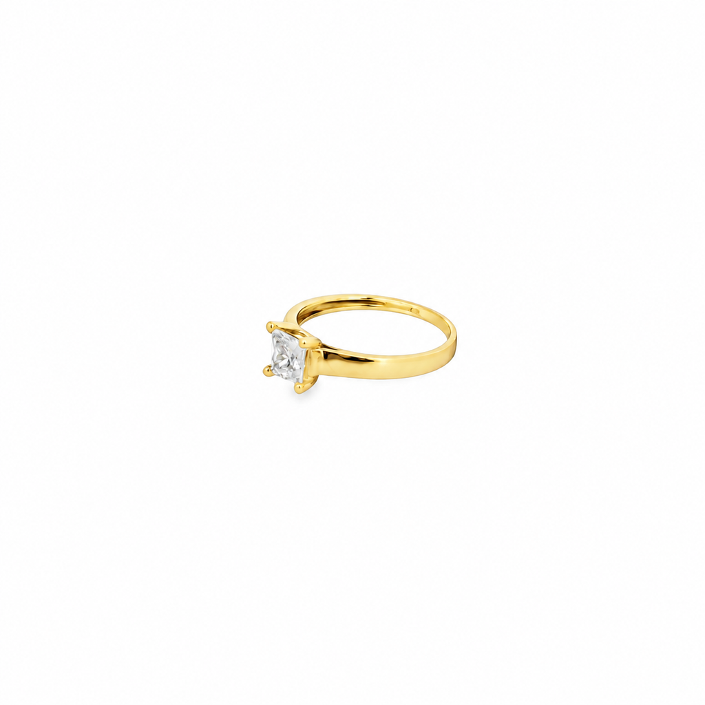 10K Yellow Gold Cubic Zirconia Solitaire Women's Ring – Size 7