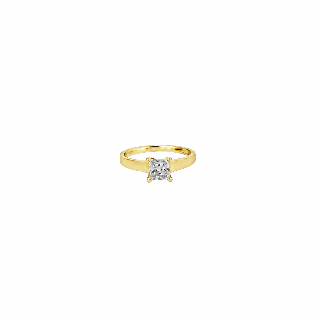 10K Yellow Gold Cubic Zirconia Solitaire Women's Ring – Size 7