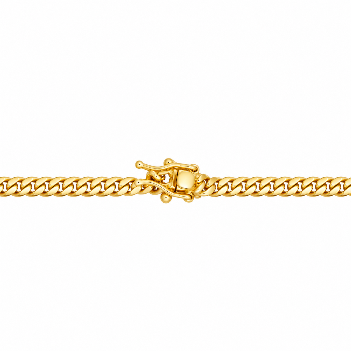 14K Yellow Gold Miami Cuban Link Chain with Triple Clasp – 4mm, 24"