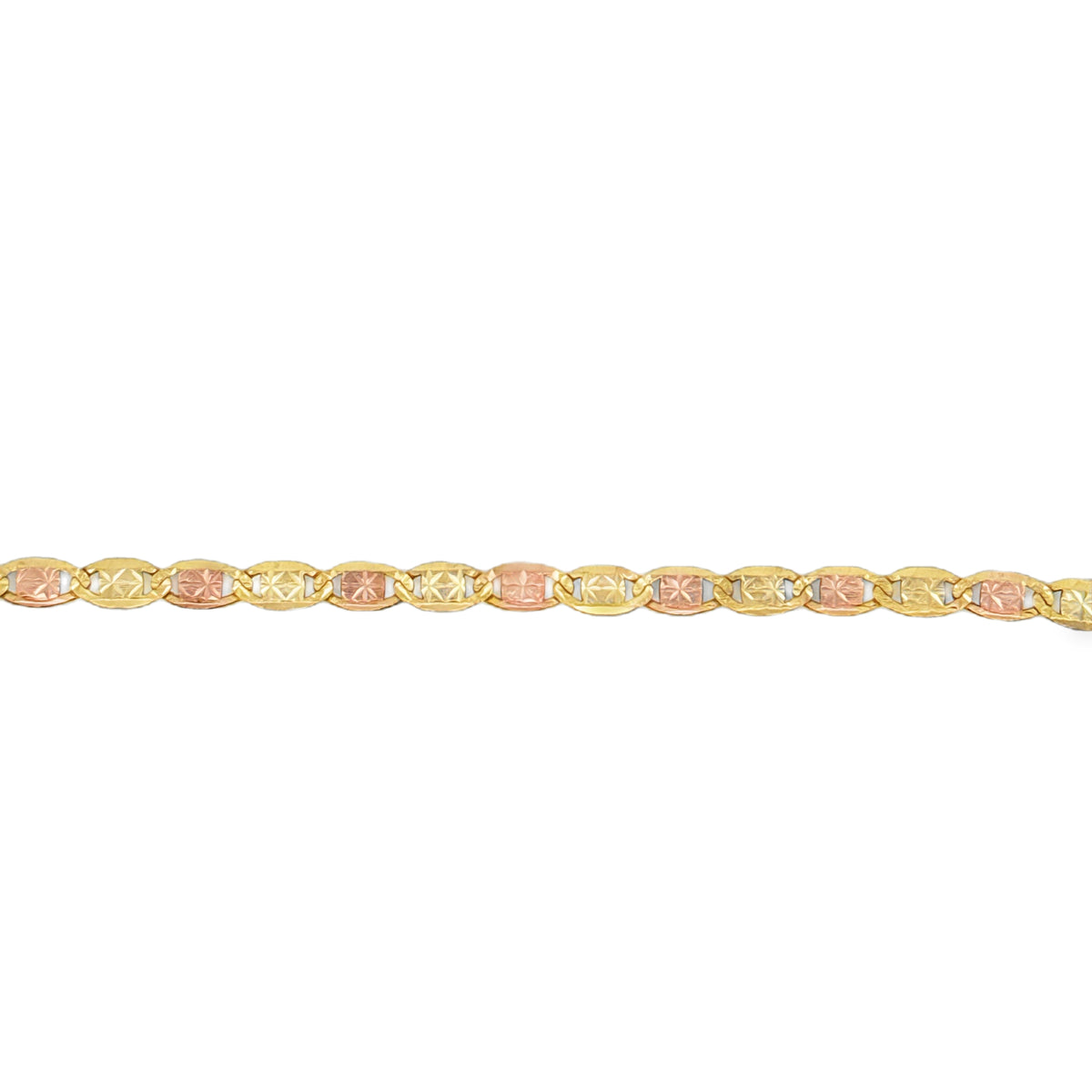 10K Tri-Color Gold Valentino Link Chain – 4mm, 24"
