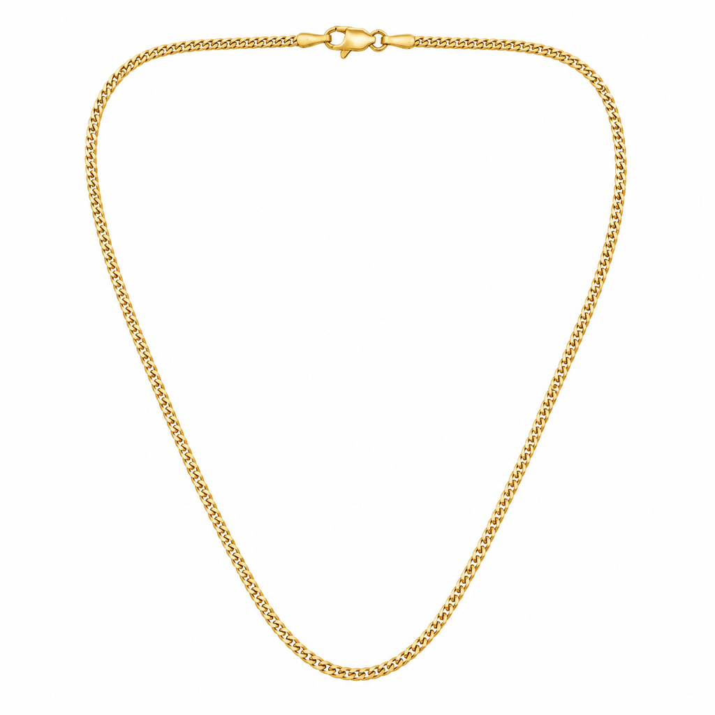 14K Yellow Gold Cuban Link Chain with Lobster Clasp – 2mm, 16"