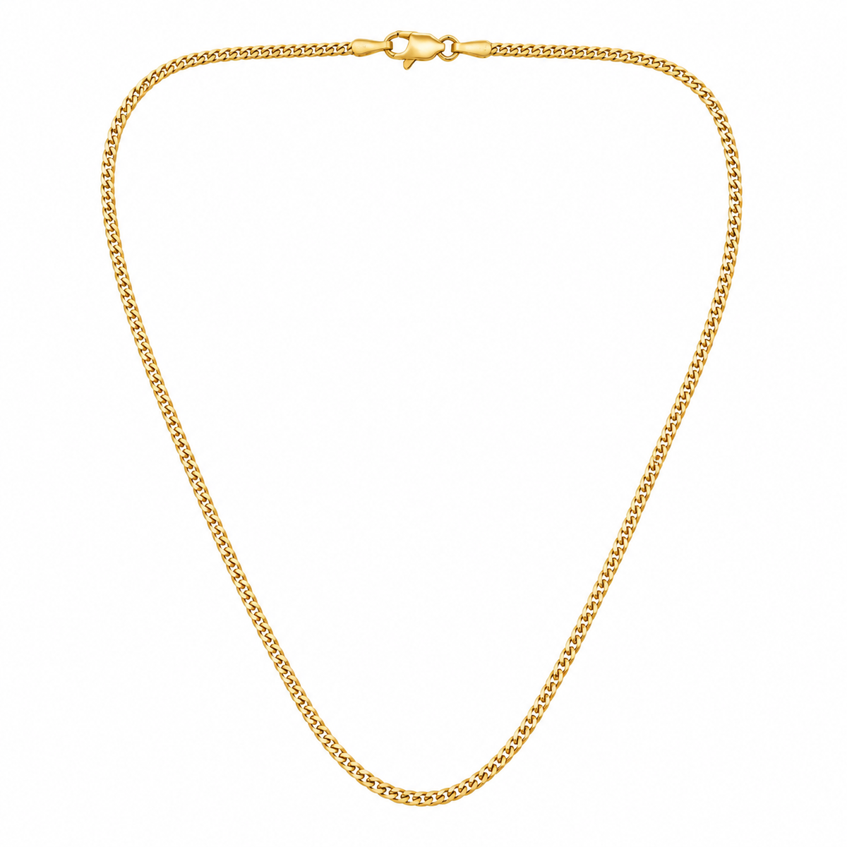 14K Yellow Gold Cuban Link Chain with Lobster Clasp – 2mm, 16"