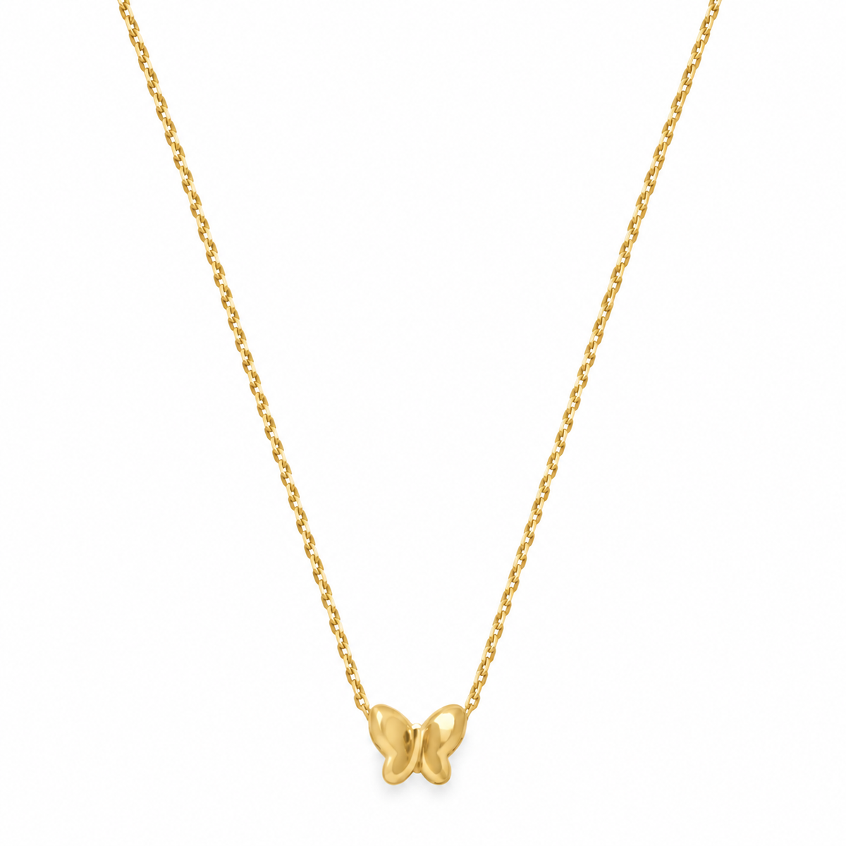 14K Yellow Gold Small Butterfly Pendant Necklace – 18"