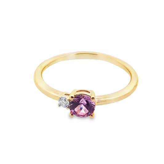 0.43 Psrd/0.03Ctw Dird Pink Sapphire & Dia Ring Size 7 1.2Dwt